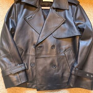Coach Black Leather Trench Coat